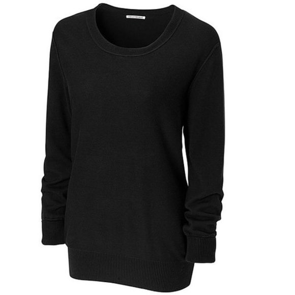 NWT Cutter & Buck 100% Cotton Black Scoop Neck Sweater Button Cuffs neut… - Picture 2 of 6